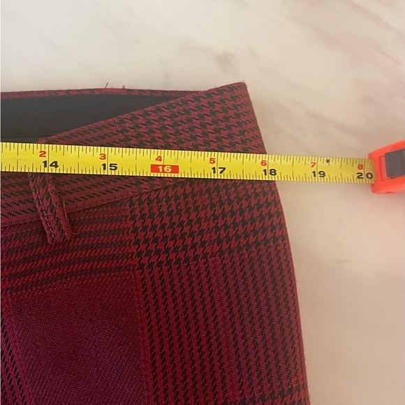 Topman Burgundy Red Check Slim Fit Trousers W34 L30 Glen Plaid Pants - Picture 4 of 10